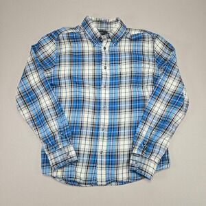 Diesel Flannel Shirt Blue Plaid Long Sleeve Button Down Cotton Casual Men's M